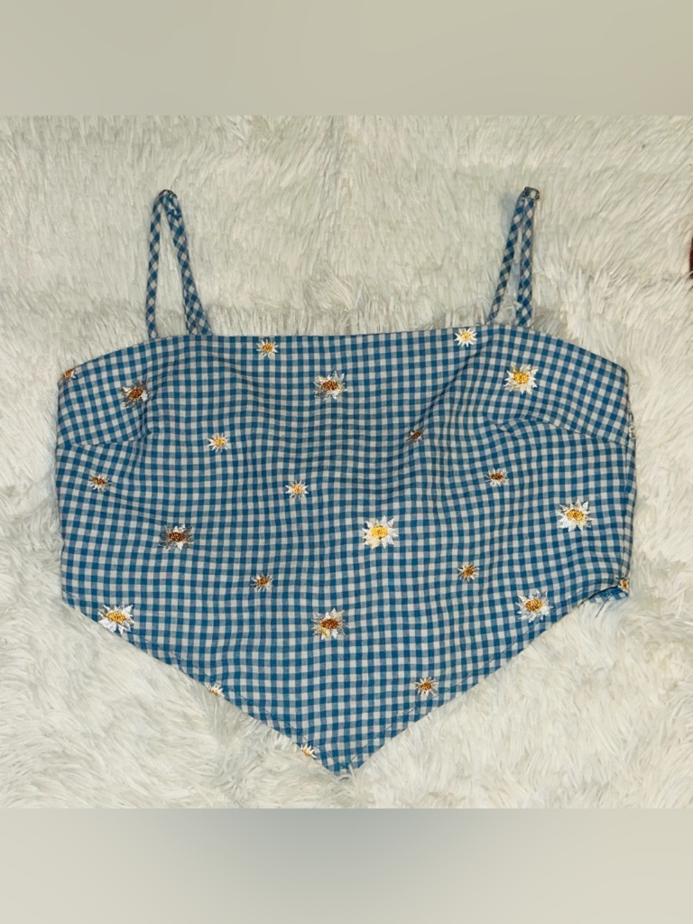 Daisy Stitch Print Bandana Crop Top